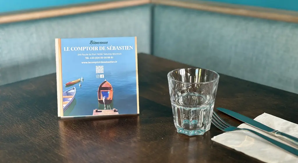 Votre pause à Talloires – « Le Comptoir de Sébastien » – carte de menu personnalisée